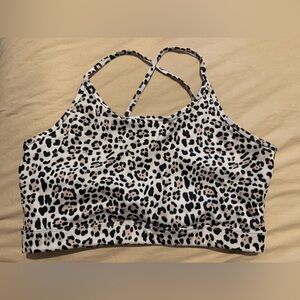 SHEIN Black and Cream Sports Bra with Adjustable Straps